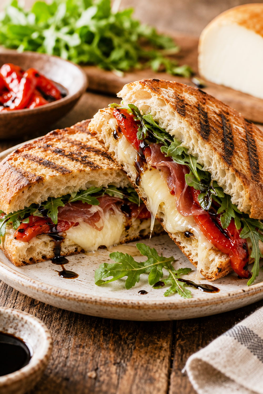 Grilled Scamorza & Prosciutto Panini